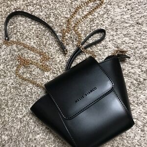 Melie Bianco Structured Mini Crossbody with Gold Chain